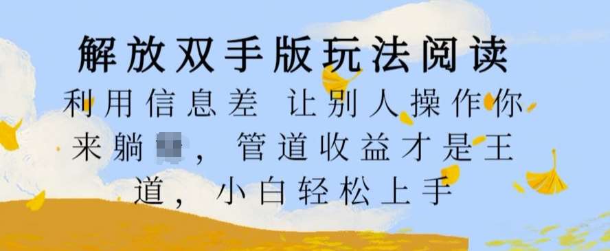 解放双手版玩法阅读，利用信息差让别人操作你来躺Z，管道收益才是王道，小白轻松上手【揭秘】-问小徐资源库