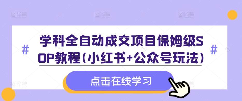 学科全自动成交项目保姆级SOP教程(小红书+公众号玩法)含资料-问小徐资源库