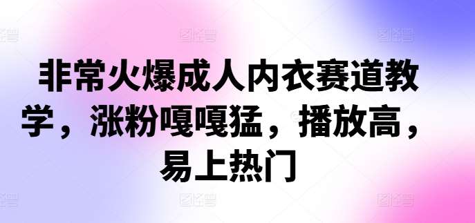 非常火爆成人内衣赛道教学，​涨粉嘎嘎猛，播放高，易上热门-问小徐资源库