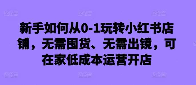 新手如何从0-1玩转小红书店铺，无需囤货、无需出镜，可在家低成本运营开店-问小徐资源库