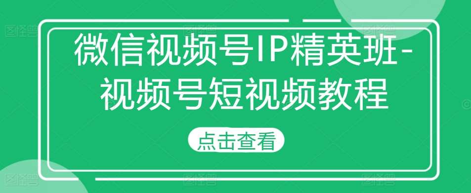 微信视频号IP精英班-视频号短视频教程-问小徐资源库