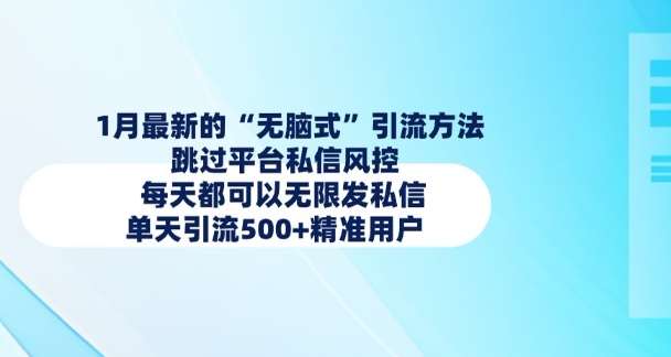 1月最新的无脑式引流方法，跳过平台私信风控，每天都可以无限发私信，单天引流500+精准用户-问小徐资源库