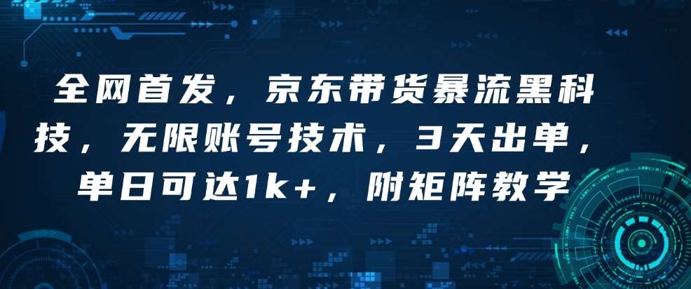 全网首发，京东带货暴流黑科技，无限账号技术，3天出单，单日可达1k+，附矩阵教学【揭秘】-问小徐资源库