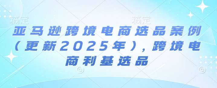 亚马逊跨境电商选品案例(更新2025年)，跨境电商利基选品-问小徐资源库