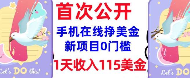 在线挣美金新项目，0门槛，1天收入115美刀，无脑操作，真正被动收入-问小徐资源库