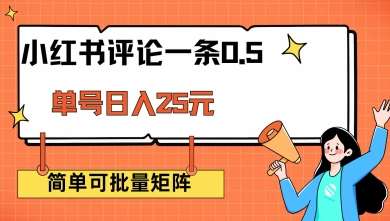 小红书评论一条0.5元 单账号一天可得25元 可矩阵操作 简单无脑靠谱【揭秘】-问小徐资源库