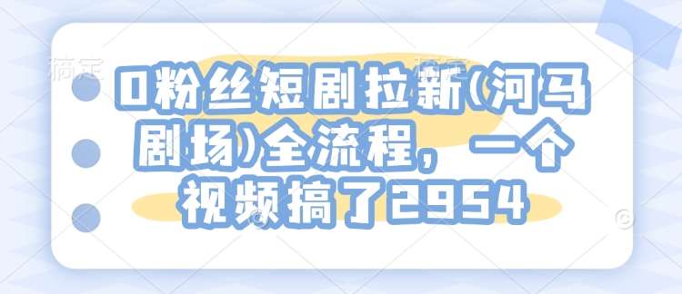 0粉丝短剧拉新(河马剧场)全流程，一个视频搞了2954-问小徐资源库