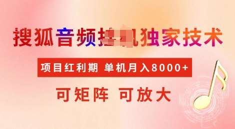 全网首发搜狐音频挂JI独家技术，项目红利期，可矩阵可放大，稳定月入8k【揭秘】-问小徐资源库