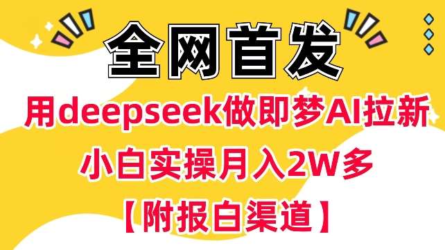 用deepseek做即梦Ai拉新 小白实操月入过W+【附报白渠道】-问小徐资源库