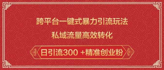跨平台一键式暴力引流玩法，私域流量高效转化日引流300 +精准创业粉-问小徐资源库