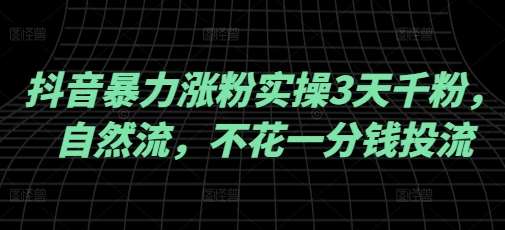 抖音暴力涨粉实操3天千粉，自然流，不花一分钱投流，实操经验分享-问小徐资源库