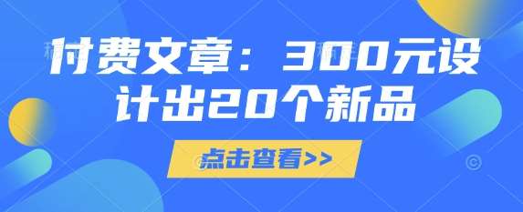 付费文章：300元设计出20个新品-问小徐资源库