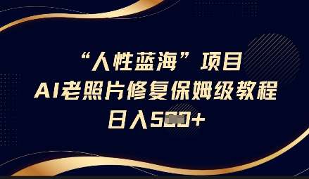 人性蓝海AI老照片修复项目保姆级教程，长期复购，轻松日入5张-问小徐资源库