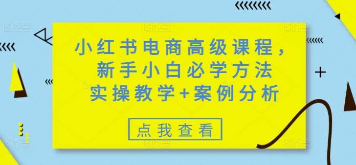 小红书电商高级课程，新手小白必学方法，实操教学+案例分析-问小徐资源库