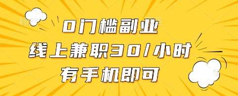 0门槛副业，线上兼职30一小时，有手机即可【揭秘】-问小徐资源库