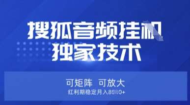 【搜狐音频挂G】独家技术，可矩阵可放大，红利期稳定月入8k【揭秘】-问小徐资源库