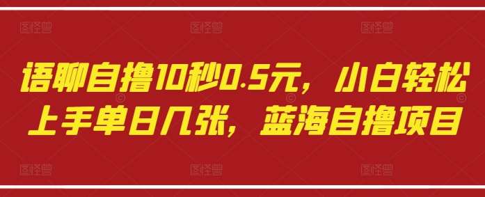 语聊自撸10秒0.5元，小白轻松上手单日几张，蓝海自撸项目-问小徐资源库