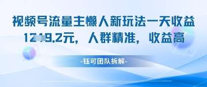 视频号流量主懒人新玩法，一天收益1k，人群精准收益高-问小徐资源库