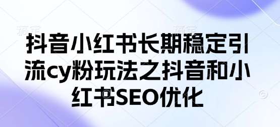 抖音小红书长期稳定引流cy粉玩法之抖音和小红书SEO优化-问小徐资源库