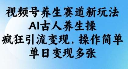 视频号养生赛道新玩法，AI古人养生操，疯狂引流变现，操作简单，单日变现多张-问小徐资源库