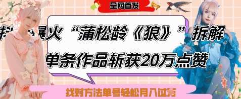 爆火“蒲松龄《狼》”实战拆解，仅6条作品涨粉24W，单条作品收获20W点赞，找对方法轻松起号月入过W-问小徐资源库