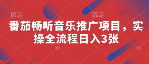 番茄畅听音乐推广项目，实操全流程日入3张-问小徐资源库