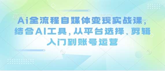 Ai全流程自媒体变现实战课，结合AI工具，从平台选择、剪辑入门到账号运营-问小徐资源库