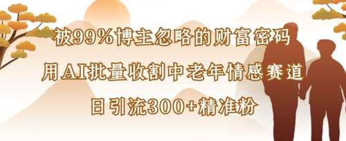 被99%博主忽略的财富密码：用AI批量收割中老年情感赛道，日引流300+精准粉-问小徐资源库
