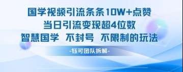 国学视频引流条条10W+点赞当日引流变现超4位数-问小徐资源库