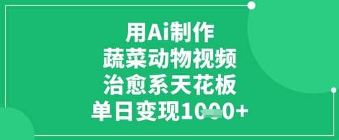 用Ai制作蔬菜动物视频，治愈系天花板，单日变现1k-问小徐资源库