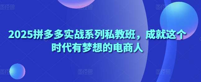 2025拼多多实战系列私教班，成就这个时代有梦想的电商人-问小徐资源库