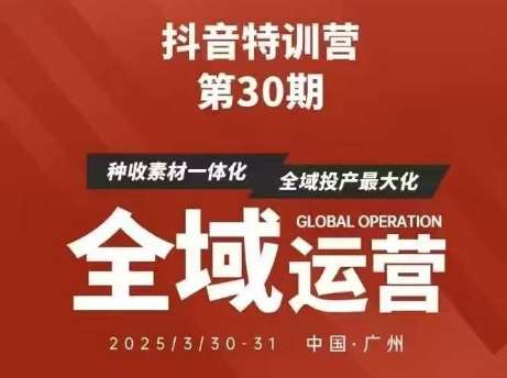 抖音特训营第30期线下培训资料，没有录音视频，正版整理的脑图资料及学员总结核心点-问小徐资源库