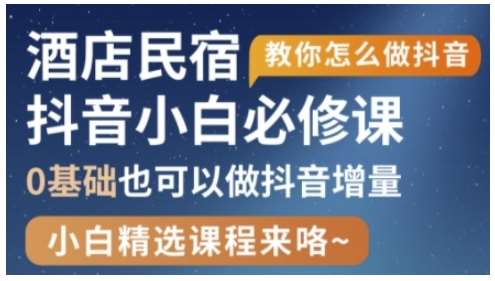 抖音本地生活酒店民宿运营，0基础也可以做抖音增量-问小徐资源库
