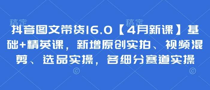 抖音图文带货16.0【4月新课】基础+精英课，新增原创实拍、视频混剪、选品实操，各细分赛道实操-问小徐资源库
