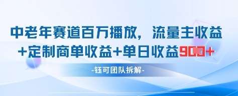 中老年赛道百万播放+流量主收益+定制收益，单日收益9张-问小徐资源库