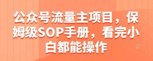 公众号流量主项目，保姆级SOP手册，看完小白都能操作-问小徐资源库