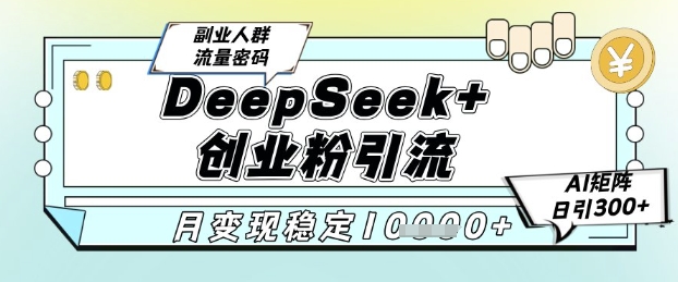 DeepSeek+创业粉精准引流，全新分享课4.0玩法，AI矩阵日引300+，多种变现方式，稳定月入1W-问小徐资源库