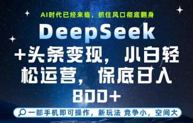 DeepSeek+头条变现，保姆级教学，小白轻松上手，日入8张+【揭秘】-问小徐资源库