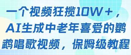 一个视频狂揽10W+点赞，AI生成中老年喜爱的鹦鹉唱歌视频，保姆级教程，轻松挣取创作者分成-问小徐资源库