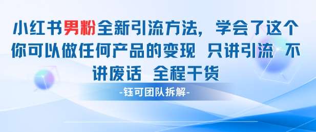 小红书男粉引流 学会了这个变现很容易，不讲废话全程针对男人的打法 全程干货-问小徐资源库