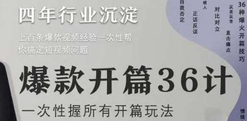 爆款开篇36计2.0，爆款短视频，一次性掌握所有开篇玩法-问小徐资源库