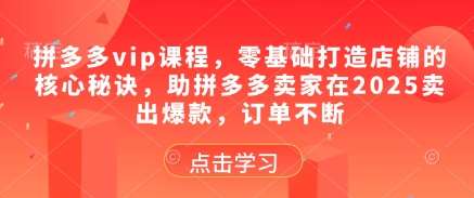 拼多多vip课程，零基础打造店铺的核心秘诀，助拼多多卖家在2025卖出爆款，订单不断-问小徐资源库