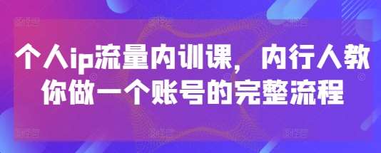 个人ip流量内训课，内行人教你做一个账号的完整流程-问小徐资源库