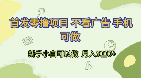 首发零撸项目 不看广告 手机可做 新手小白可以做  月入3k+【揭秘】-问小徐资源库
