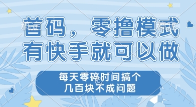 首码零撸项目，有快手就可以做，每天业务时间搞个几张不是问题【揭秘】-问小徐资源库