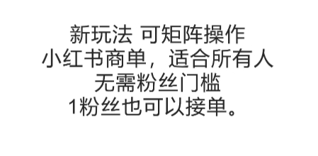 可矩阵操作，小红书商单新玩法，适合所有人，无需粉丝门槛，1粉丝也可以接单-问小徐资源库