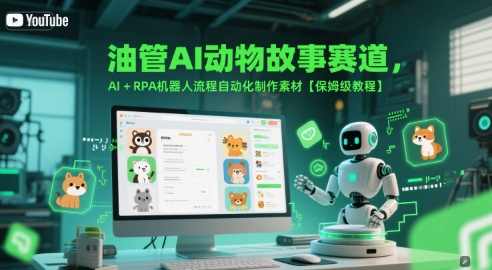 油管AI动物故事赛道，AI+RPA机器人流程自动化制作素材【保姆级教程】-问小徐资源库