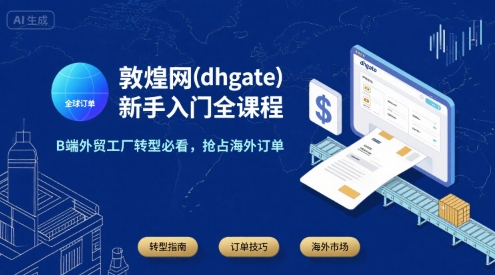 敦煌网(dhgate)新手入门全课程，B端外贸工厂转型必看，抢占海外订单-问小徐资源库