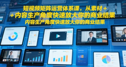 短视频矩阵运营体系课，从素材+内容生产角度快速放大你的商业结果-问小徐资源库