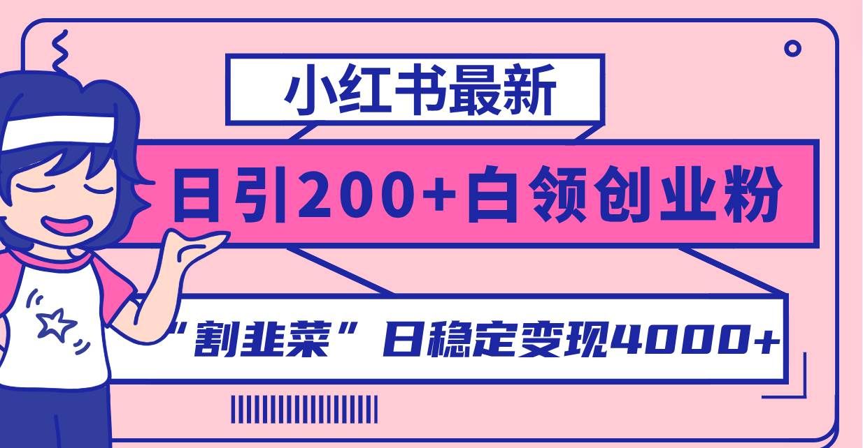 （8052期）小红书最新日引200+创业粉”割韭菜“日稳定变现4000+实操教程！-问小徐资源库